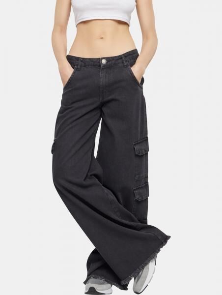 l&auml;ssige Urban Classics Damen Jeans Taschen mit Baumwolle Schwarz