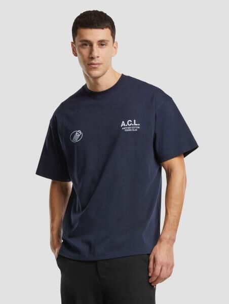 l&auml;ssiges Another Cotton Lab Herren T-Shirt mit Baumwolle Blau