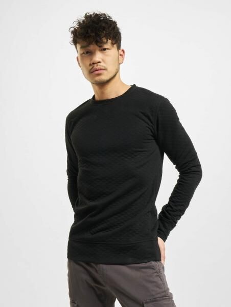l&auml;ssiges Urban Classics Herren Sweatshirt Rippstrick gesteppt 260 g/m&sup2; Schwarz