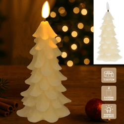 LED Echtwachskerze Tannenbaum, creme, kl., ca. 17cmH