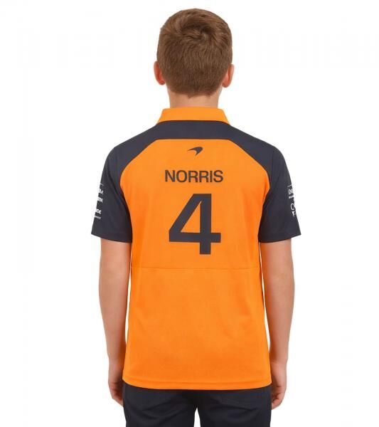McLaren Formula 1 Lando Norris F1 Team Kinder Polo-Shirt mit Sponsorenlogos Kurzarm-Shirt Sport-Shirt TJ5318 Orange