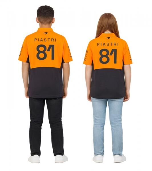  McLaren Formula 1 Oscar Piastri F1 Team Kinder Polo-Shirt mit Sponsorenlogos Kurzarm-Shirt Sport-Shirt TJ5319 Orange