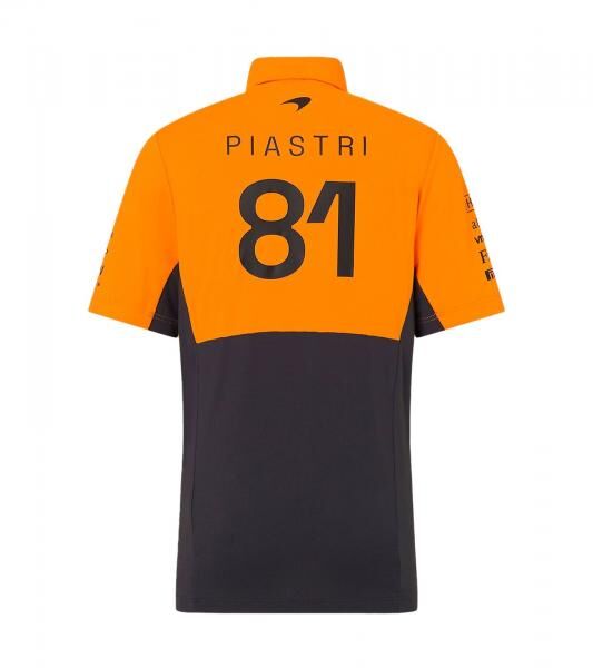  McLaren Formula 1 Oscar Piastri F1 Team Kinder Polo-Shirt mit Sponsorenlogos Kurzarm-Shirt Sport-Shirt TJ5319 Orange