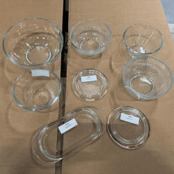 Mischpalette von Messemustern Glas