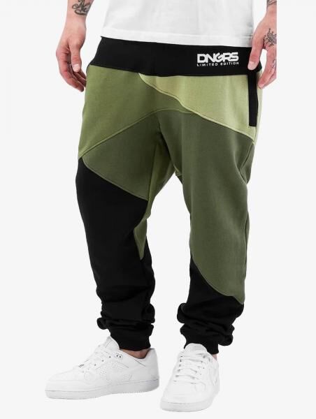 moderne Dangerous DNGRS Herren Jeans Kordelzug Taschen mit Baumwolle Oliv-Gr&uuml;n/Schwarz