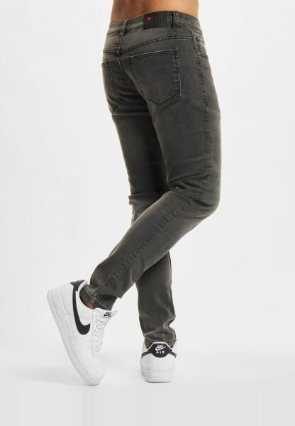 moderne Denim Project Herren Jeans Skinny Fit Stretch Rei&szlig;verschluss mit Baumwolle Schwarz/Beige