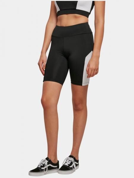 moderne Urban Classics Damen Hose Stretch 210 g/m&sup2; Schwarz/Wei&szlig;