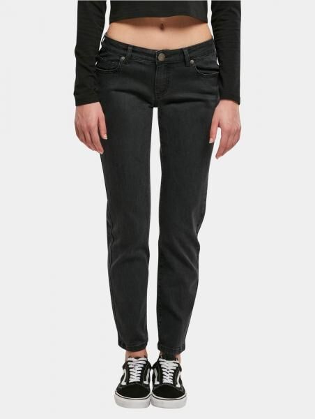 moderne Urban Classics Damen Jeans Straight Fit Stretch Rei&szlig;verschluss mit Baumwolle Schwarz