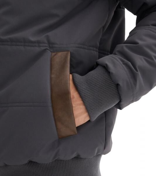 nachhaltiger Stepp-Blouson mit Lederimitat-Details f&uuml;r Herren Winter-Jacke 921855 Schiefergrau/Braun