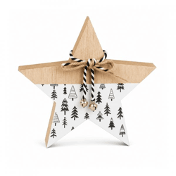 Out of the Blue Weihnachtsstern mit Schleife, Holz, 15,5 cm