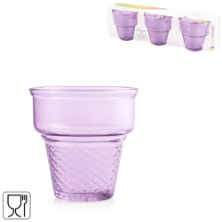 Pasabahce Eisschale Glas flieder 245 ml 3er Set