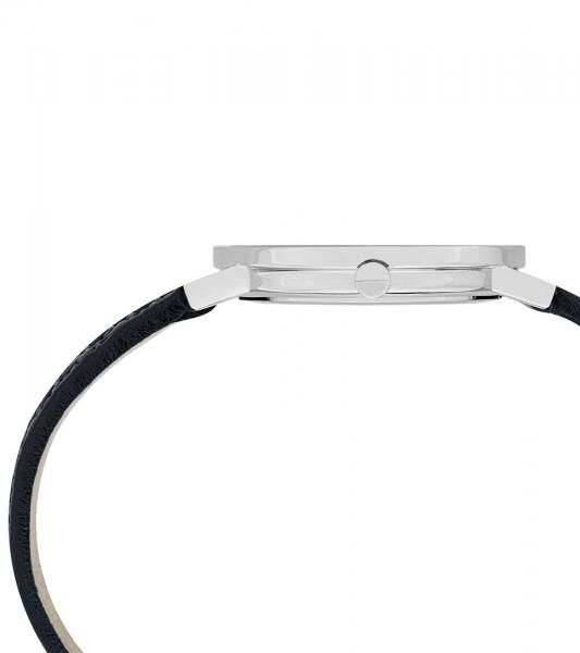 Pierre Cardin Damen Armband-Uhr mit Marken-K&uuml;rzel-Print analoge Quarz-Uhr mit Leder-Armband 3ATM 31mm CBV.1502 Schwarz/Silber