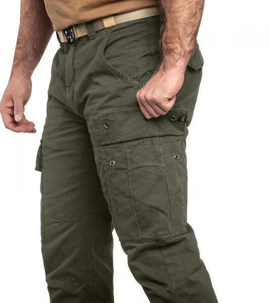 praktische ALPHA INDUSTRIES Agent Herren Cargo-Hose mit 6 Taschen Baumwoll-Hose 158205 Oliv-Gr&uuml;n