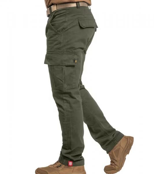 praktische ALPHA INDUSTRIES Agent Herren Cargo-Hose mit 6 Taschen Baumwoll-Hose 158205 Oliv-Gr&uuml;n