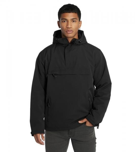 praktische Brandit Herren Jacke Windbreaker wasserdichte Kapuzen-Jacke mit Fleece Futter BD3001-00007-0060 Schwarz