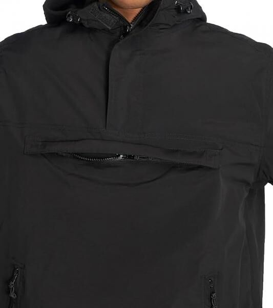 praktische Brandit Herren Jacke Windbreaker wasserdichte Kapuzen-Jacke mit Fleece Futter BD3001-00007-0060 Schwarz