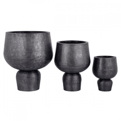 PTMD Blumentopf Wayan aus Aluminium, schwarz, 59 cm, 3er-Set