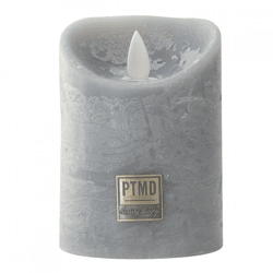 PTMD LED-Stumpenkerze, batteriebetrieben, L, grau, 10 x 15 cm