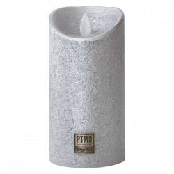 PTMD LED-Stumpenkerze, batteriebetrieben, M, silberfarben, 7,5 x 15 cm