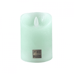 PTMD LED-Stumpenkerze, batteriebetrieben, S, salbeigrün, 7,5 x 10 cm