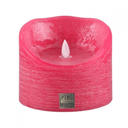 PTMD LED-Stumpenkerze, batteriebetrieben, XL, leuchtend rosa, 12,5 x 10 cm