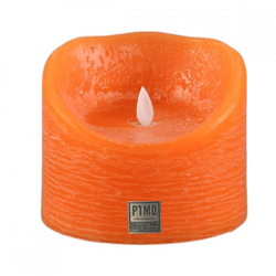 PTMD LED-Stumpenkerze, batteriebetrieben, XL, orange, 12,5 x 10 cm