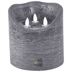 PTMD LED-Stumpenkerze, batteriebetrieben, XXL, grau, 15 x 15 cm