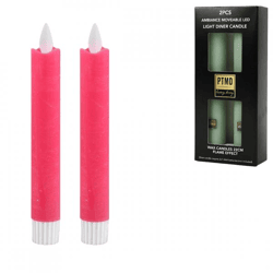 PTMD LED-Tischkerze, batteriebetrieben, leuchtend pink, 2,2 x 16 cm, 2er-Set