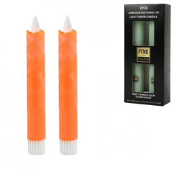 PTMD LED-Tischkerze, batteriebetrieben, orange, 2,2 x 16 cm, 2er-Set