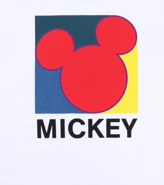 RE:COVERED X Disney Herren T-Shirt mit gro&szlig;em Mickey Mouse Print Baumwoll-Shirt Rundhals RCDIF2053 Wei&szlig;