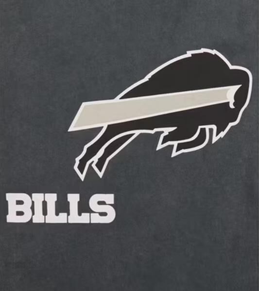 RE:COVERED X NFL Herren T-Shirt Buffalo Bills Logo-Schriftzug Baumwoll-Shirt Rundhals-Shirt RCNFL1317B Grau