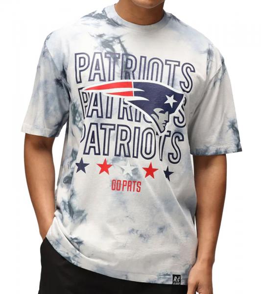RE:COVERED X NFL Herren T-Shirt mit New England Patriots Print Baumwoll-Shirt Rundhals-Shirt RCNFL1382 Blau