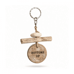 Schlüsselanhänger Bottoms Up Holz natur 13 cm