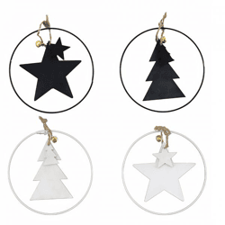 Stern Fabrik Weihnachtsanhänger, Ring, 12 cm, 4er-Set, sortiert