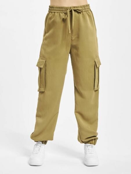 stylische Urban Classics Damen Jeans Kordelzug Rei&szlig;verschluss 188 g/m&sup2; Khaki