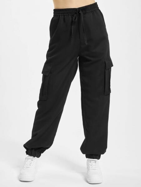 stylische URBAN CLASSICS Damen Jeans Kordelzug Rei&szlig;verschluss 188 g/m&sup2; Schwarz
