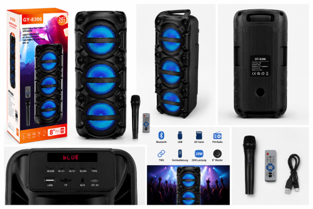 Tragbarer Bluetooth-Lautsprecher 20W mit 8