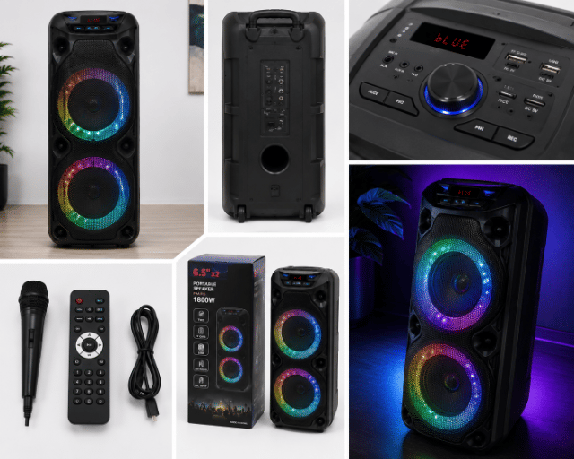 Tragbarer Bluetooth-Lautsprecher mit 2 × 6,5