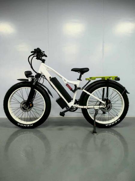 Vollgefedertes Fatbike E-Bike, 1000W Motor, 48V 20Ah Akku, Doppel-Scheibenbremse, Offroad Elektrofahrrad mit Gepäckträger