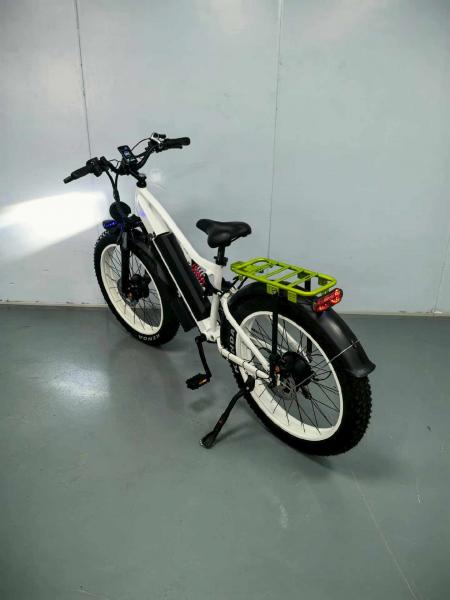 Full-suspension fat bike e-bike, 1000W motor, 48V 20Ah battery, dual disc brakes, off-road electric bike with luggage rack