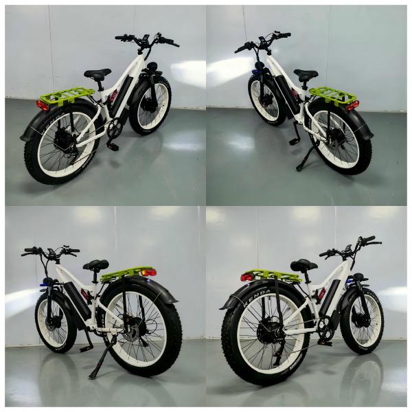 Full-suspension fat bike e-bike, 1000W motor, 48V 20Ah battery, dual disc brakes, off-road electric bike with luggage rack