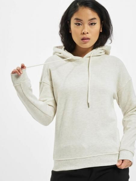 weicher URBAN CLASSICS Damen Hoodie Rippb&uuml;ndchen Kapuze 300 g/m&sup2; mit Baumwolle Grau