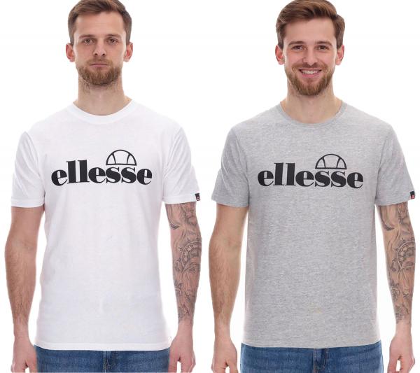 zeitloses ellesse Fuenti T-Shirt Herren Baumwoll-Shirt mit Logo-Print Sport-Shirt SHP16469 Grau oder Wei&szlig;