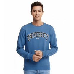 11 PROJECT Davin Herren Sweater mit UNIVERSITY Frontprint Baumwoll-Sweatshirt 20715943 194039 Blau