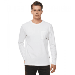 11 PROJECT Emilio Herren Longsleeve Basic-Shirt mit Rundhals-Ausschnitt Baumwoll-Shirt 21300996ME 110601 Weiß