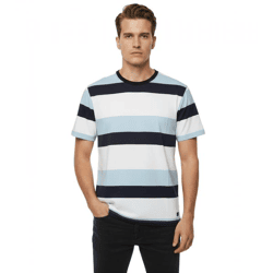 11 PROJECT Frankie Herren Baumwoll-Shirt T-Shirt Colour-Blocking Sommer-Shirt 21301046 194010 Blau/Weiß