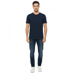 11 PROJECT Otto Herren Baumwoll-Shirt T-Shirt schlichtes Sommer-Shirt mit Brusttasche 20716238 ME 194024 Blau