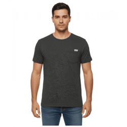 11 PROJECT Santo Men's Cotton Shirt T-Shirt, Heathered Summer Shirt with Chest Pocket 20715236 ME 194007 Black