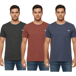 11 PROJECT Santo Men's Cotton T-Shirt, Heathered Summer T-Shirt with Chest Pocket 20715236 ME Black, Rust, or Blue