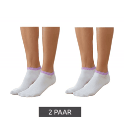2 Paar Damen Sneaker-Socken mit 90 DEN blickdicht & wärmend Baumwoll-Socken Weiß/Lila